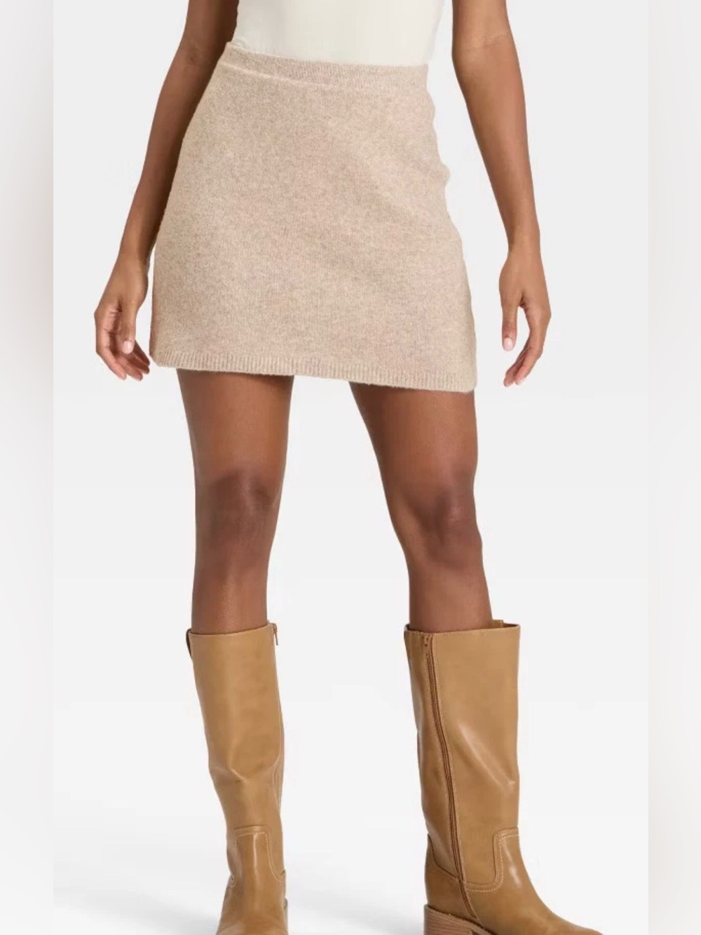 Women's Oatmeal Mini Skirt - Neutral A-Line